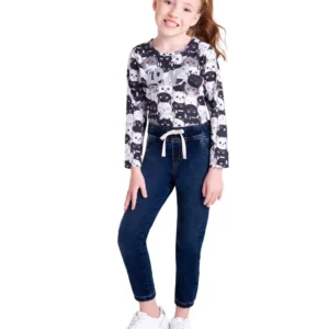 Calça Jogger Jeans Infantil Unissex Super Comfort Brandili Azul