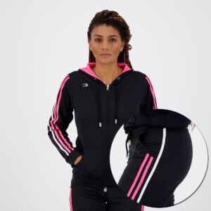 Agasalho Placar Feminino Preto e Rosa