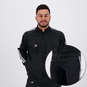 Agasalho Placar Helanca Preto e Branco