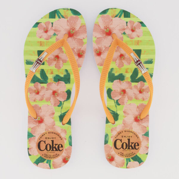 Chinelo Coca Cola Lille Feminino Branco e Pessego