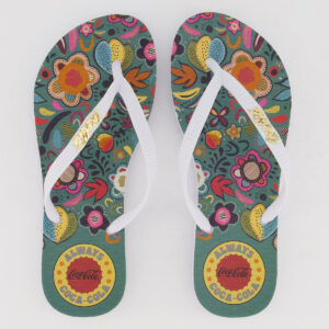 Chinelo Coca Cola Love And Peace Feminino Branco e Verde