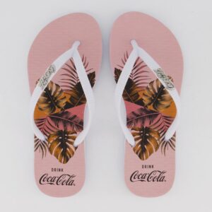 Chinelo Coca Cola Palms Sensation Feminino Rosa e Branco