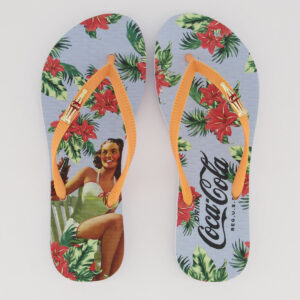Chinelo Coca Cola Summer Girl Feminino Branco e Pessego