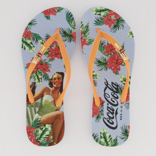 Chinelo Coca Cola Summer Girl Feminino Branco e Pessego