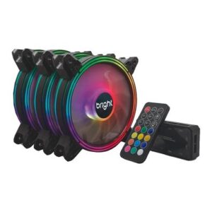 Kit Cooler Bright com 3 Peças, 120mm, RGB, Preto - HW004