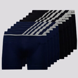 Kit de 10 Cuecas Boxer Lupo Microfibra Preta e Marinho