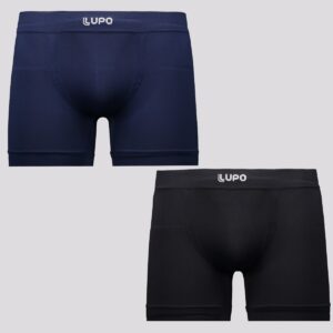 Kit de 2 Cuecas Boxer Lupo Fiber Marinho e Preta
