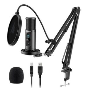 Kit de Microfone Condensador Maono, para Podcast, Cardioide, USB, Preto - AU-PM422
