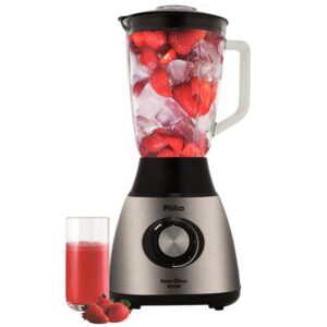 Liquidificador Philco Inox Glass Preto/Inox com Copo de Vidro 800W e 4 Velocidades - 110v