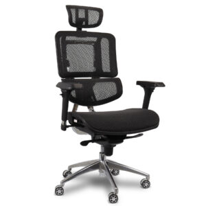 Cadeira de Escritório Comfy Ergofy Top Tela Mesh Preta, Estrutura em Alumínio e 10 Regulagens