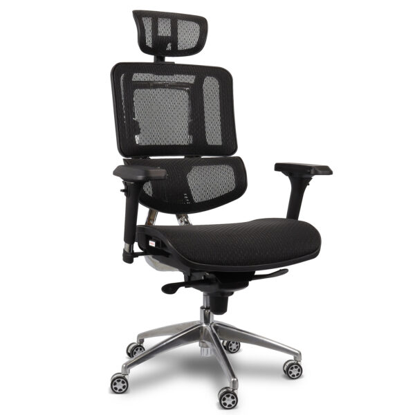 Cadeira de Escritório Comfy Ergofy Top Tela Mesh Preta, Estrutura em Alumínio e 10 Regulagens