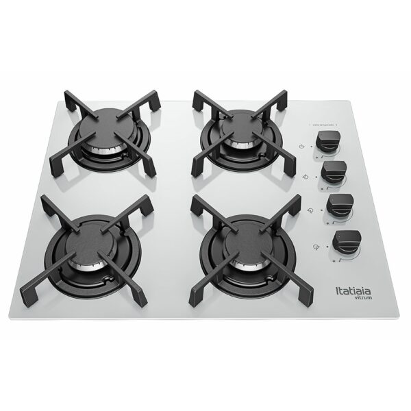 Cooktop 4 Bocas à Gás Itatiaia Vitrum com Acendimento Superautomático Branco Bivolt