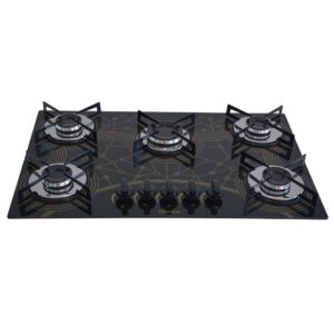 Cooktop 5 Bocas a Gás Chamalar Premium Mesa de Vidro Ultra Chama 133 Mesclado Bivolt