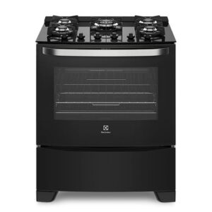 Fogão 5 Bocas Electrolux Preto Automático com Mesa de Vidro e Tripla Chama (76GS) - Bivolt