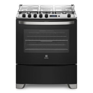Fogão 5 Bocas Electrolux Preto Automático com Tripla Chama e Timer Digital (76USR) - Bivolt
