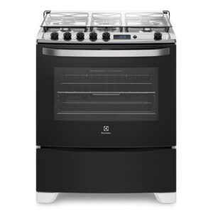 Fogão 5 Bocas Electrolux Preto Automático com Tripla Chama e Timer Digital (76UBR) - Bivolt