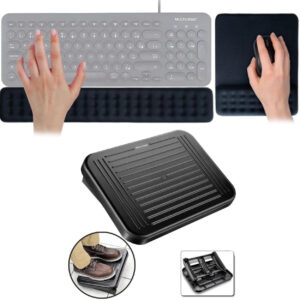 Kit Ergonômico Full Com Mouse Pad, Apoio de Teclado Dot e Apoio para os Pés
