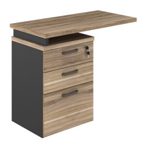 Mesa Auxiliar Yaris Dinâmica com Extensão para Mesa 90 cm com 2 Gavetas e 1 Pasta Calvi e Preto
