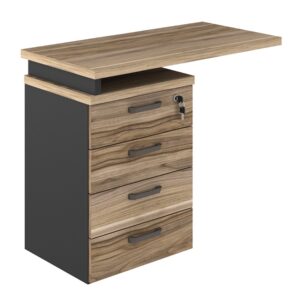 Mesa Auxiliar Yaris Dinâmica com Extensão para Mesa 90 cm com 4 Gavetas Calvi e Preto