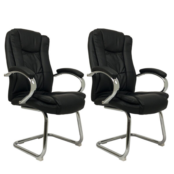 Par de Cadeiras de Escritório Comfy Virtuous Preta, Base Fixa